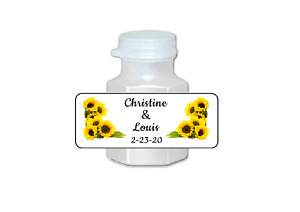 30 sunflower wedding favors, mini bubble labels, stickers, tags, personalized