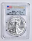 MS70 2021 American Silver Eagle Type 2 First Strike PCGS Flag Lbl *0212