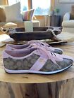 Coach Womens Ivy Brown/PINK Leather w Suede Trim Signature Sneaker Shoes SZ 10