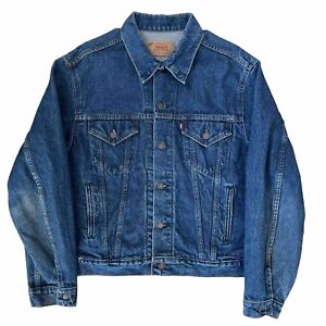 Vintage Levis Denim Trucker Jacket 48R Blue Denim Workwear Made USA 70506 0216