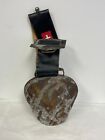 Vintage Large HAND FORGED SWISS BRONZED IRON COW BELL Orig. LEATHER Strap Shield