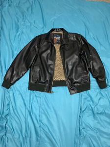 Whispering Smith Men's Brown Faux Leather Jacket Sz L (excellent condition)