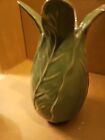 Vintage Matte Green Cabbage Leaf molded vase 8.5''