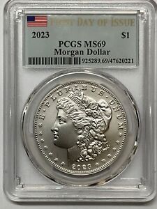 2023 - P Silver Morgan Dollar $1 PCGS MS69 First Day Of Issue