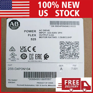 IN US New Sealed Allen-Bradley 25B-D4P0N104 Power Flex 525 1.5kW 2Hp AC Drive