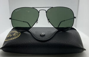 Ray-Ban 58mm Aviator Classic Black Sunglasses - Green Glass Polarized