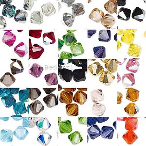 24 Czech Crystal Double Cone Faceted Glass Bicone Loose Beads in Sizes Small-Big