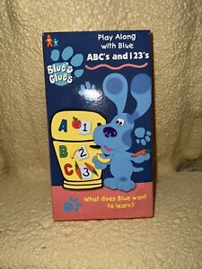 New ListingBlue’s Clues ABC’s and 123’s VHS 1999 Nickelodeon Nick Jr Cartoon Orange Tape