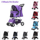 4-Wheel Folding Pet Stroller Safe Cat Dog Cage Stroller Portable Travel Carrier