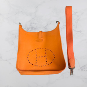 HERMES H Logo Evelyn PM Shoulder Bag W 29cm Orange Japan [Used]