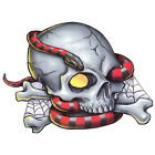 Bullseye Realistic Temporary Tattoo, Skull & Snake, Made in USA, Big Tattoos