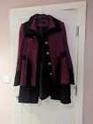 Black Rivet Coat XL Pink Black Winter Trench Wool Blend UK 14/16