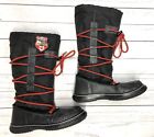 PAJAR Sz 7-7 1/2 Blk Sherpa Lined Tall Winter Duck Womens Leather Boots EUR38
