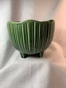 Vintage McCoy Pottery MCP 612 USA Green Planter Round Footed