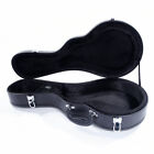High-quality F-Style Microgroove Pattern Leather Wood Mandolin Case Black