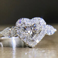 Heart Cut Cubic Zirconia Wedding Jewelry 925 Silver Rings for Women Size 6-10