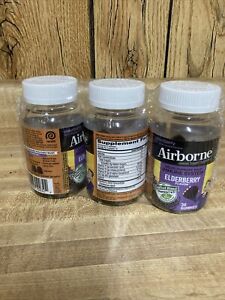 3 Pack Airborne Elderberry + Zinc + Vitamin C Immune Support Supplement Gummies