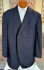Coppley Rochester Mens Blue Plaid 2 Btn Custom Suit Sz 52 54 56 L MINT!