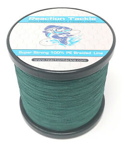 Reaction Tackle Braided Fishing Line / Braid - Moss Green 4 and 8 Strands