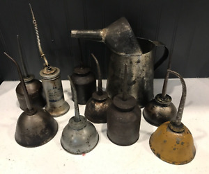 Large Lot Antique Vintage Thumb Oilers Oil Cans