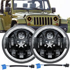 For Jeep Wrangler JK TJ LJ Halo Amber 7'' LED Headlights DRL Lights Combo Pair (For: Jeep Wrangler)