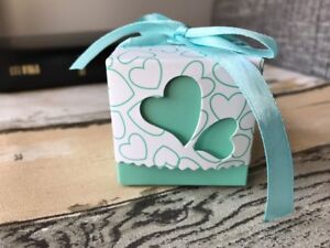 250x Mint Love Heart Wedding Favour Boxes Chocolate Candy Sweets Cookie Gift Box