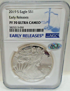 2019S Silver Eagle Certified PF70 Ultra Cameo Early Release NGC