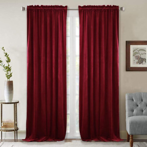 Theater Red Velvet Curtains - Super Soft Velvet Blackout Insulated Curtain Panel