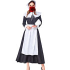 Colonial Women Maid Dress Apron Pilgrim Collar Dress Pioneer Housekeeper Dress