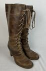 Vintage FRYE Boots Villager Lace Distressed Brown Leather High Heel Womens 9