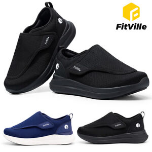 FitVille Diabetic Shoes Men Extra Wide Slip-On Shoes Swollen Feet Pain Relief