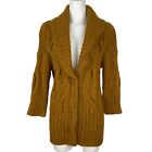 Ann Taylor Loft Cable Knit Cardigan Sweater M Yellow Wool Alpaca Fuzzy Academia