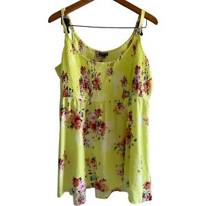 Torrid Yellow Floral Sleeveless Top Smocked Babydoll Size 2X NWT