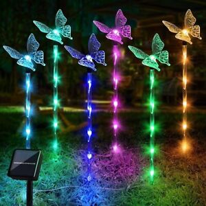 Set of 6 Butterfly Solar Lights Garden Decorations Waterproof Pathway Lights