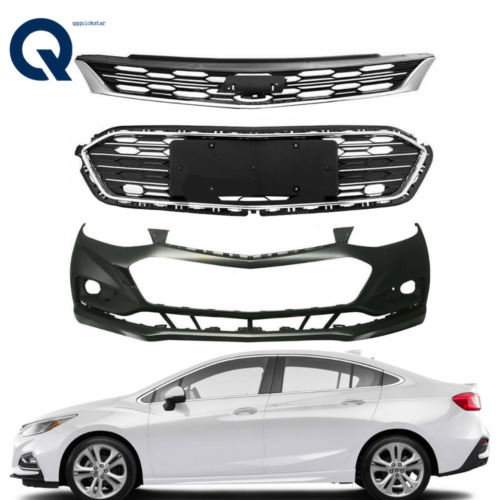 For Chevy Cruze 2016 2017 2018 Front Bumper Cover & Upper+Lower Grille Assembly (For: 2017 Chevrolet Cruze Premier Sedan 4-Door 1.4L)