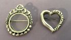 Vintage Lot of 2 Sterling Silver Pins Heart Shape & Photo Inlay Jacket Lapel Pin