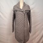Inis Crafts Ireland 100% Merino Wool Long Sweater Cardigan Cable Knit Gray EUC S