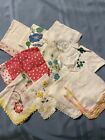 Vintage Handkerchiefs Lot of 10 Variety Embroidered Crocheted Painted Hankies
