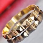 21k 875 yellow gold ring faceted size 9.5 band vintage handmade 1.7gr  N2521A