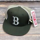 Brooklyn Dodgers Retro Men's Fitted Flat Brim Baseball Hat Cap Green Cooperstown