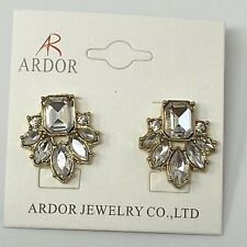 Ardor Jewelry Co Womens Post Style Earrings Gold Tone with Clear Crystals