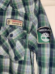 Timberland Stratham, NH Green & Blue Plaid Men’s Shirt Sz XL 100% Cotton