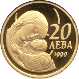 Coin 999 Gold Mother & Child 1999 Bulgaria 20 Leva + COA Royal Mint AUCTION