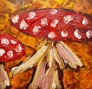 Fly Agaric Mushroom Impressionism Oil Painting Vibrant Amanita Muscaria Artwork