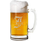 Engraved Glass Beer Stein – 16 oz custom Beer Glass with Handle – Beer Mug Glass