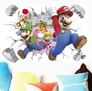 3D Super Mario Bros Lugi Removable HUGE Wall Stickers Decal Kids Home Decor USA