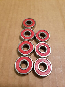 BONES REDS Skateboard Bearings 7 Count 8mm Precision Size 608 (Standard) - Used