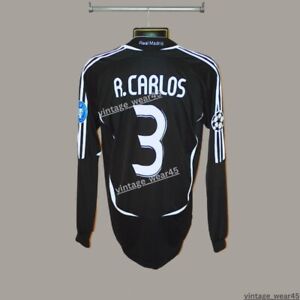 Roberto Carlos 3 Real Madrid 2006 2007 long sleeve jersey Black Retro L