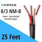 Wirenco 8/3 NM-B (25Ft Cut) Sheathed Residential Indoor Wire Equivalent to Romex