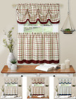 Country Farmhouse Plaid 3 Pc Tattersall Cafe Kitchen Curtain Tier & Valance Set
